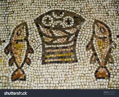 loaves and fishes Tabgha mosaic